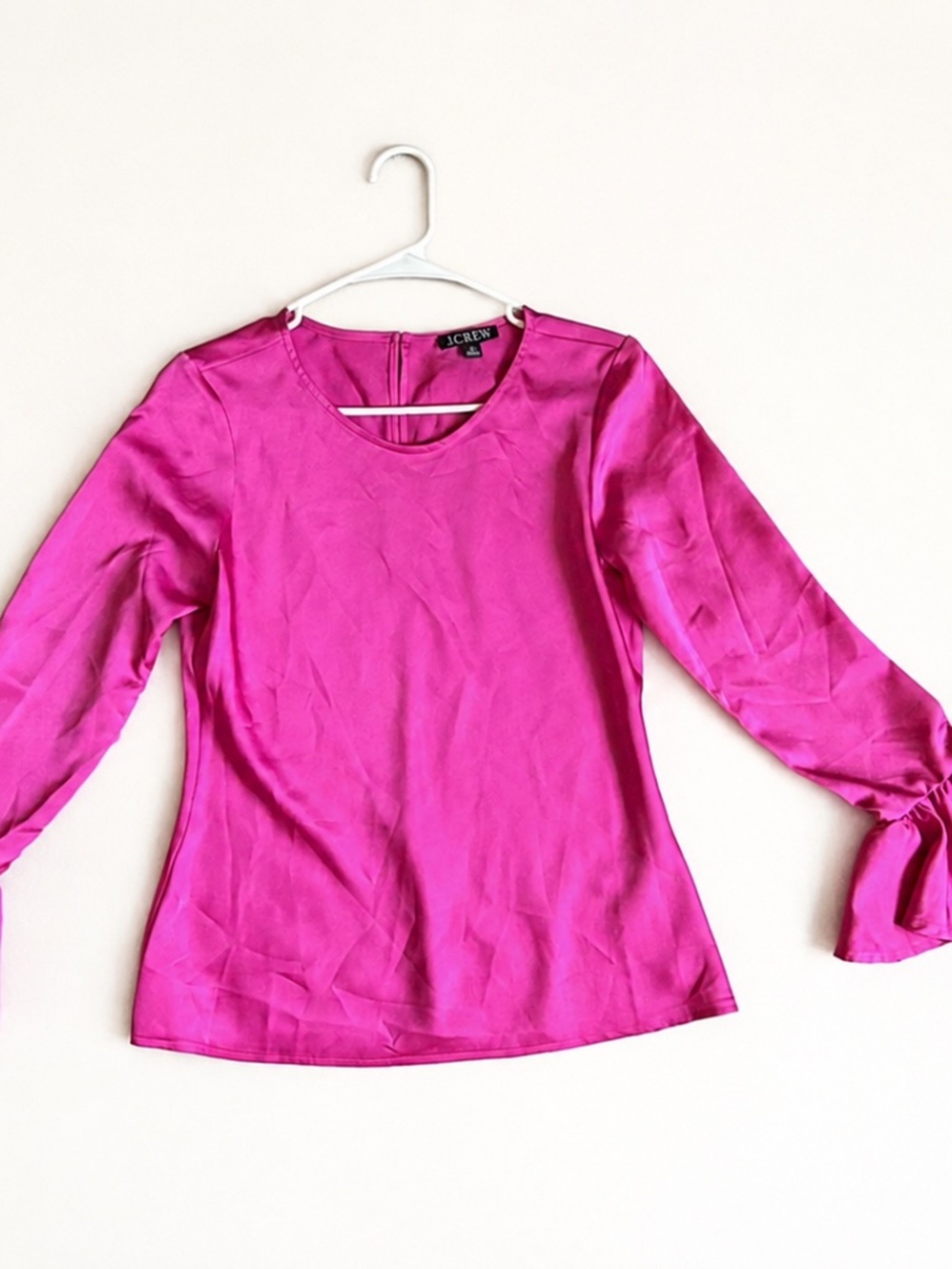 J.Crew Hot Pink Bell Sleeve Blouse Ruffle Cuff Top Women’s